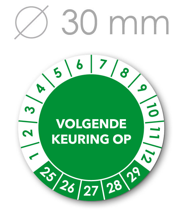 Volgende Keuring tot 5 jaargangen 30 mm GROEN